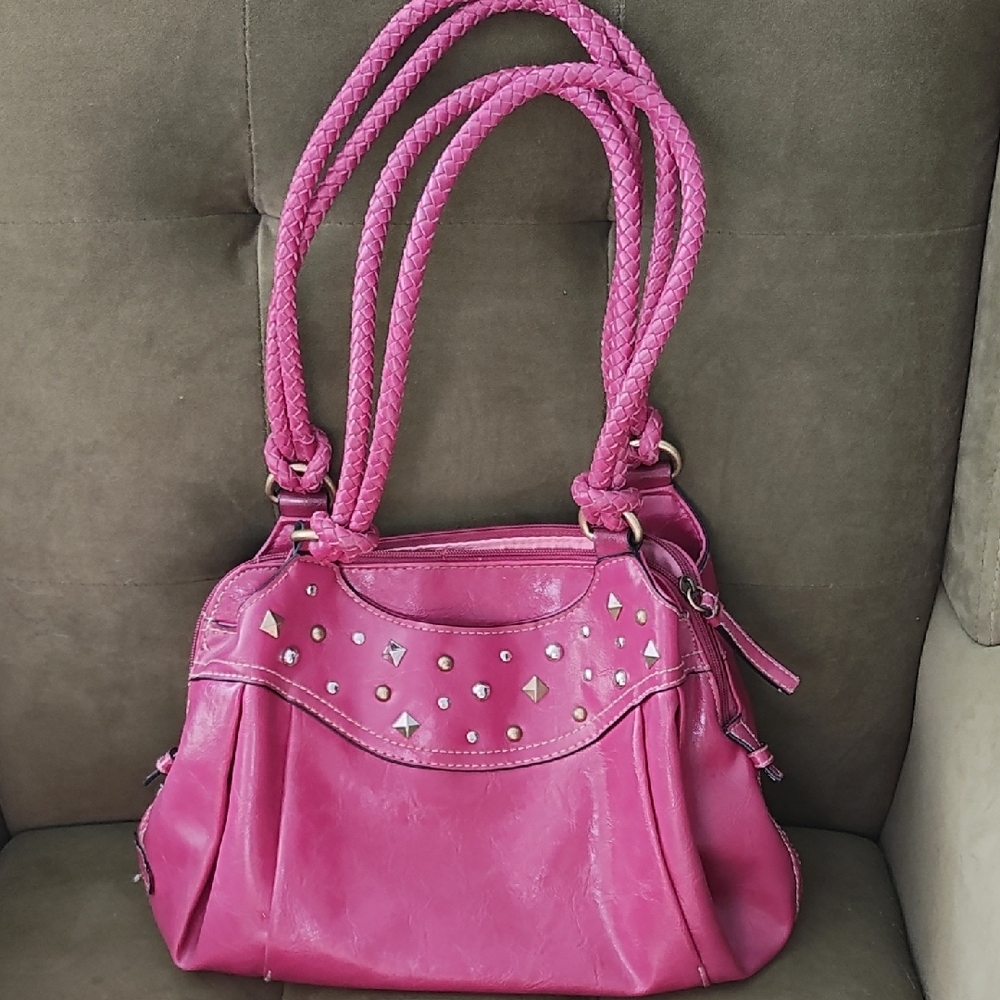 💜 Rossetti Elegant Pink Studded Shoulder Bag